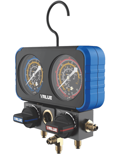 Puente de Manómetros VALUE VRM2-B-0401 con Válvulas de Bola | R32 R410A | Precisión Clase 1.0