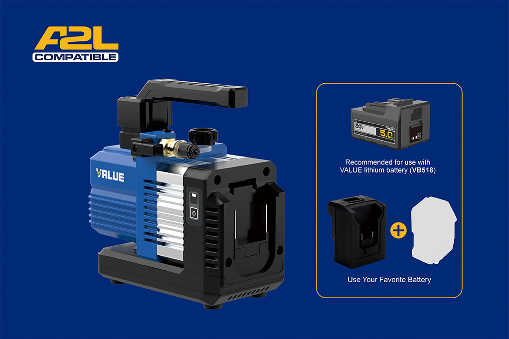 Bomba de Vacío a Batería VALUE VRP-2DLi | 57 L/min | 23 Micras | A2L R32 3
