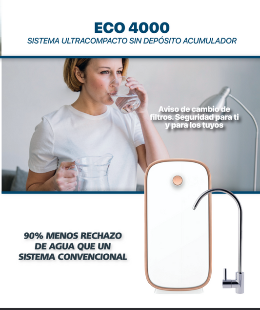 Equipo de Ósmosis Flujo Directo MIDEA ECO4000 | 400 GPD | 1,20 L/min | Rechazo 1:0,5